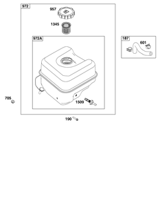 Fuel Supply Group Diagram and Parts List for 130G62-0153-H5 100000 - 19Z999 Briggs and Stratton Engine